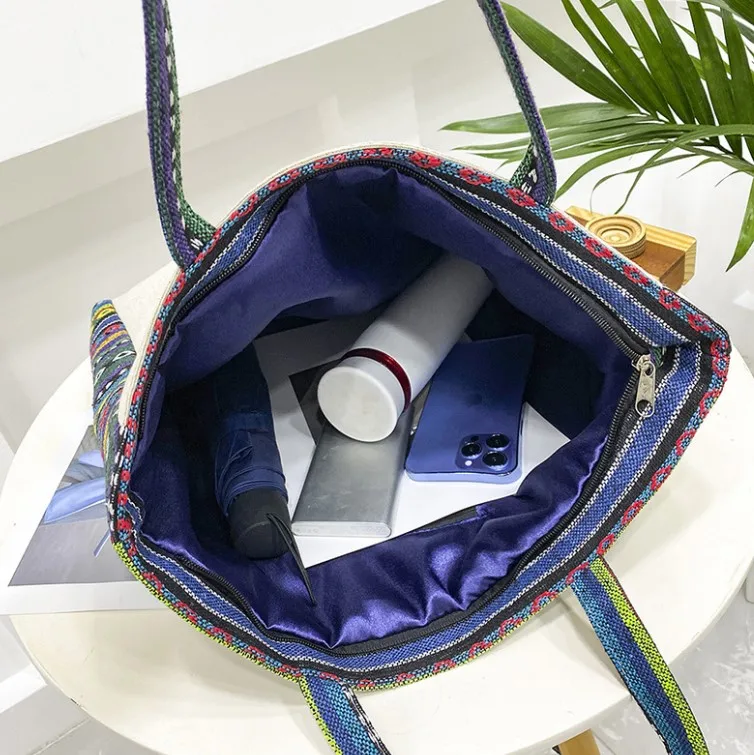 Wholesale Cartoon Owl Flamingo Woven Cotton Casual Ladies Tote Bag Large Shopping Bag Women Beach Handbag for Girls Canvas ODM