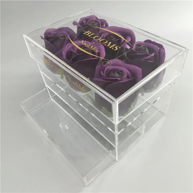 Wholesale Acrylic Chocolate Box Acrylic Flower Box with Holes Packaging Rose