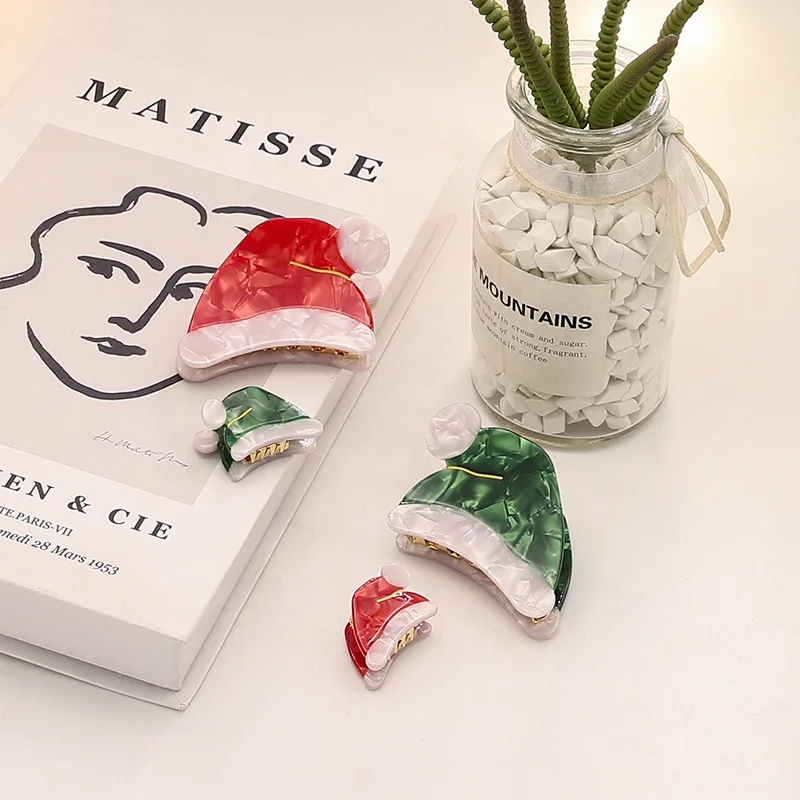 New arrivals mini Cute Christmas Hat Clip hair claw large hair accessories durable hair claw clips for Girl