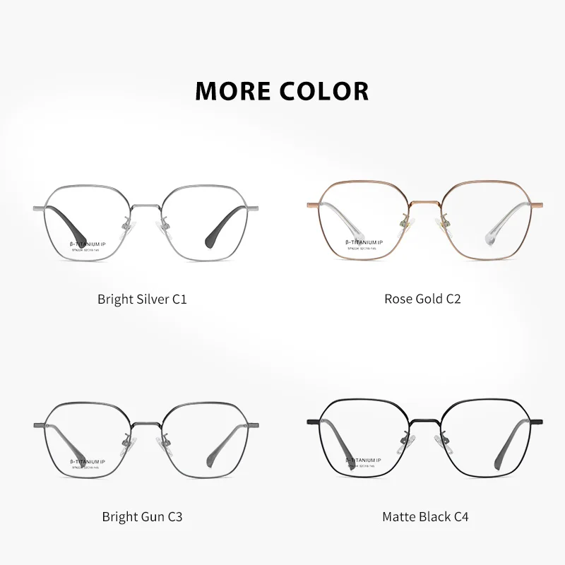 ST6224 Custom Logo Ultra-light Titanium Eyeglasses Square Optical Frame Business Style Glasses Metal Eyeglasses