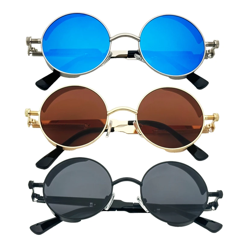 Vintage Metal Sunglasses for men and women UV400 Gold Black Sun Glasses Steampunk Style eyeglasses