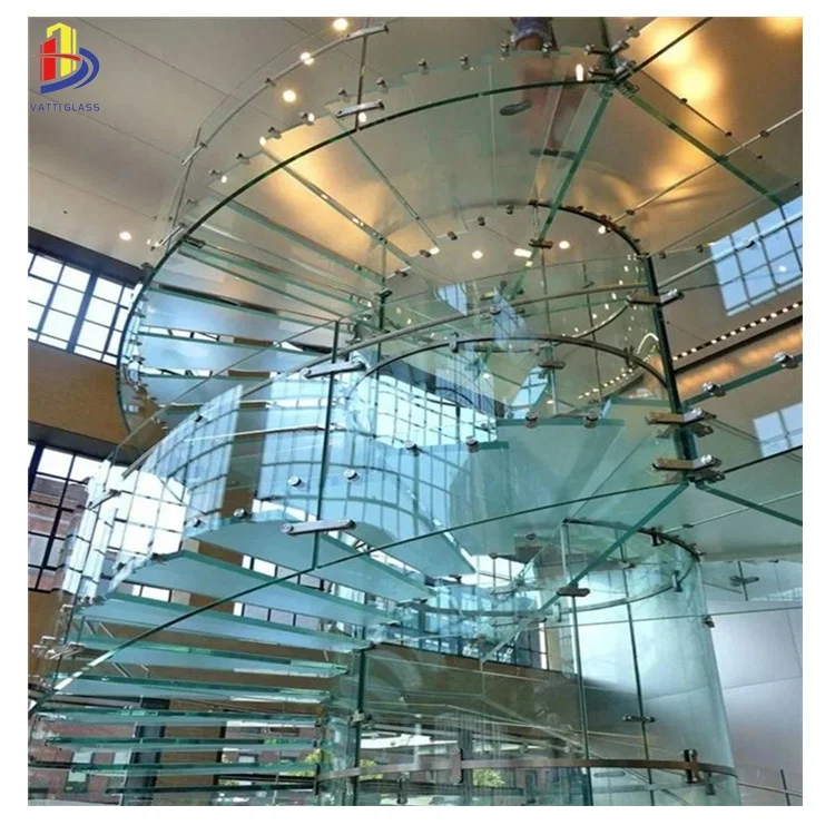 Factory custom ultra clear tempered laminated non-slip staircase floor step glass