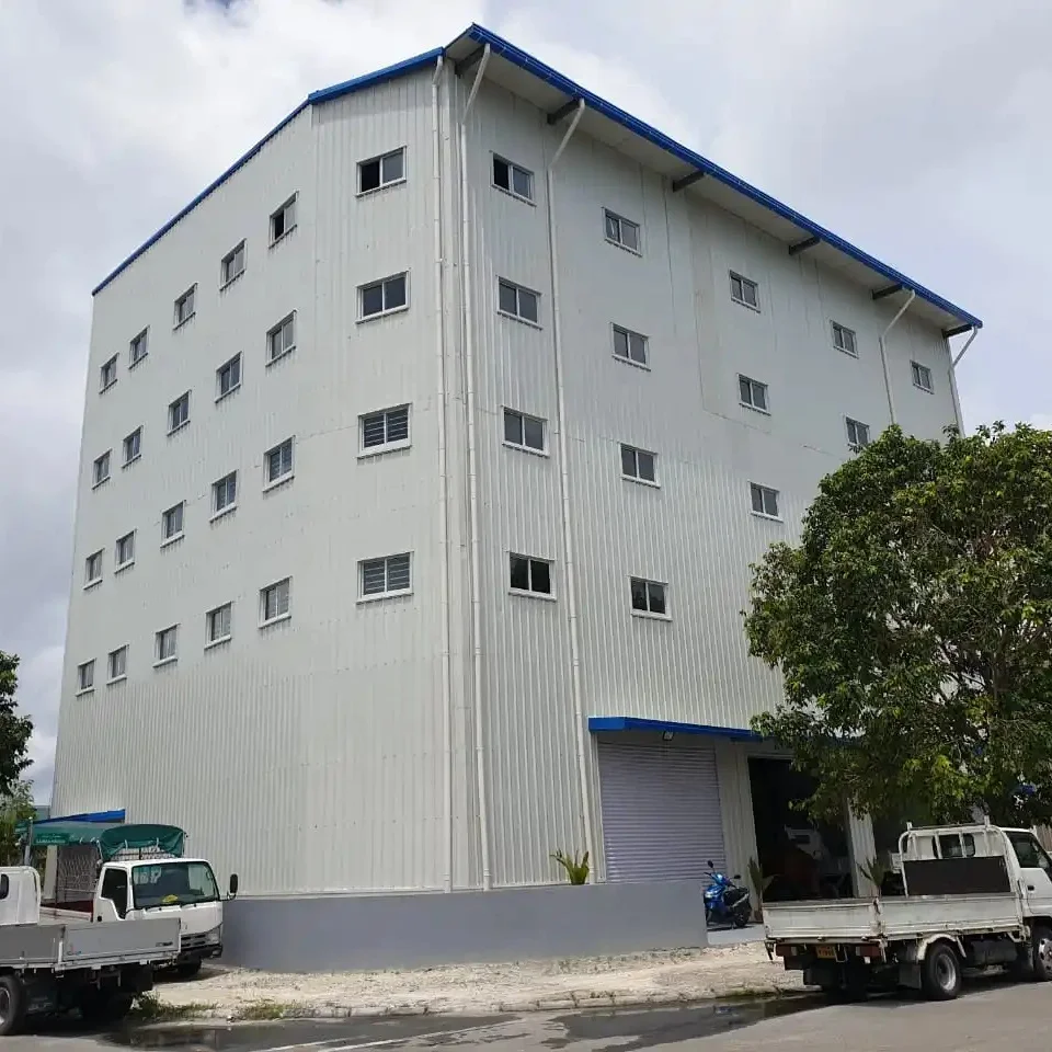 price of structural steel prefab building with mezzanine floor multi story storage shed design