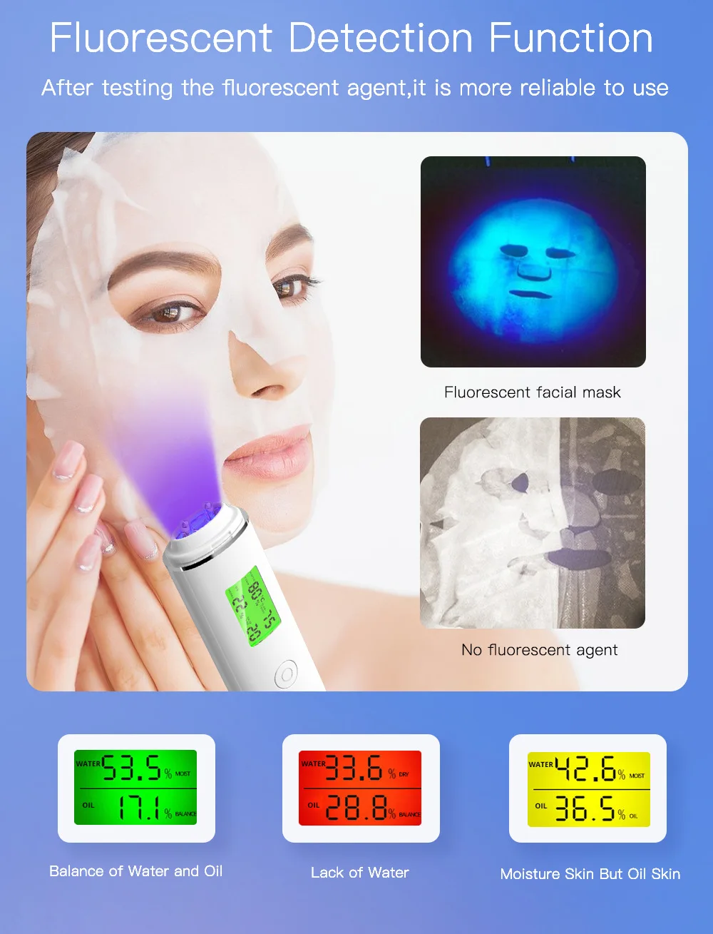 Skin Oil Content Analyzer Moisture Tester Skin Monitor Detector Face Care Tool for Beauty Salon Spa Gift for Girl Women