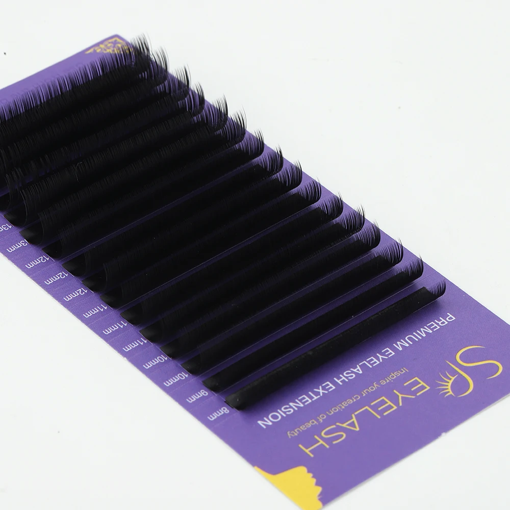 SP EYELASH Wholesale 0.03 0.05 Korean Pbt Matte Dark Black Volume Lash Supplies 5-25mm Individual Cashmere Lash Extensions Trays