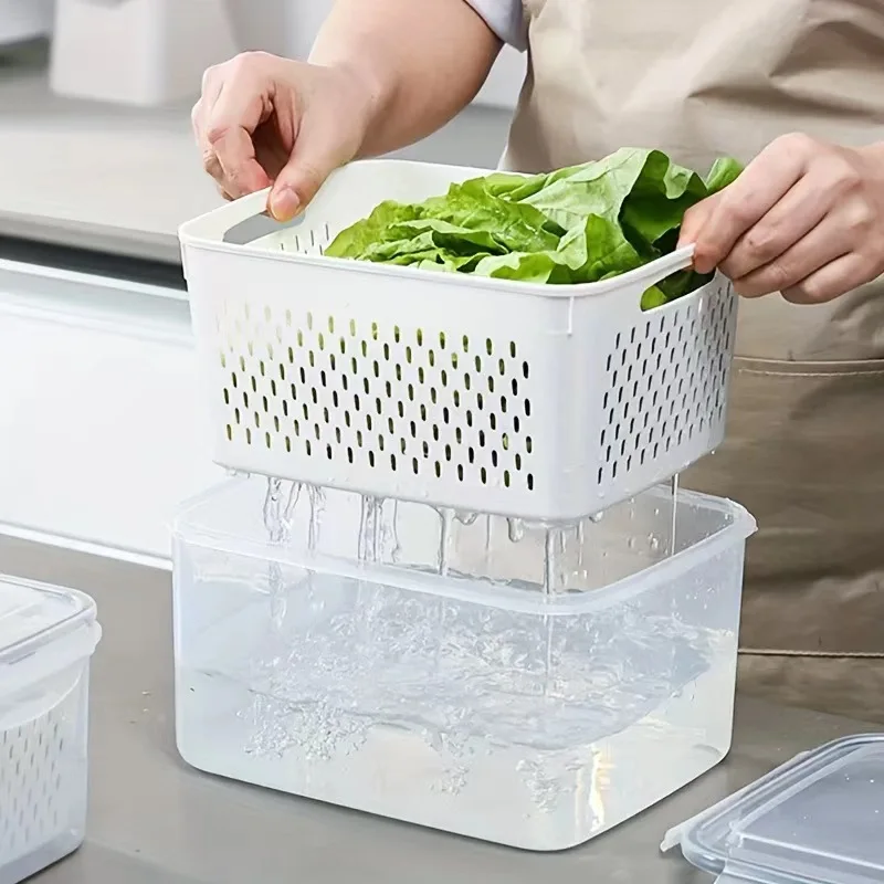 Контейнеры для хранения пищевых продуктов в холодильнике с крышками Съемная сливная корзина овощей герметичный хранитель фруктов и