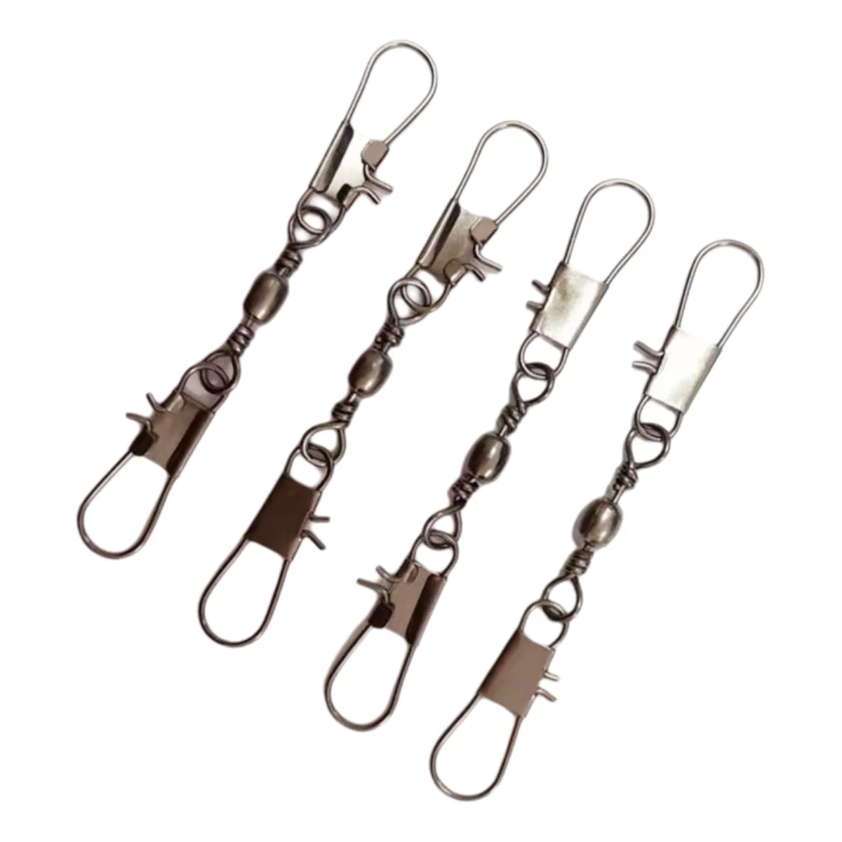 50pcs/bag Barrel Swivels With Double Safety Snaps Quick Change Pin Fishing Lure Hook Connector