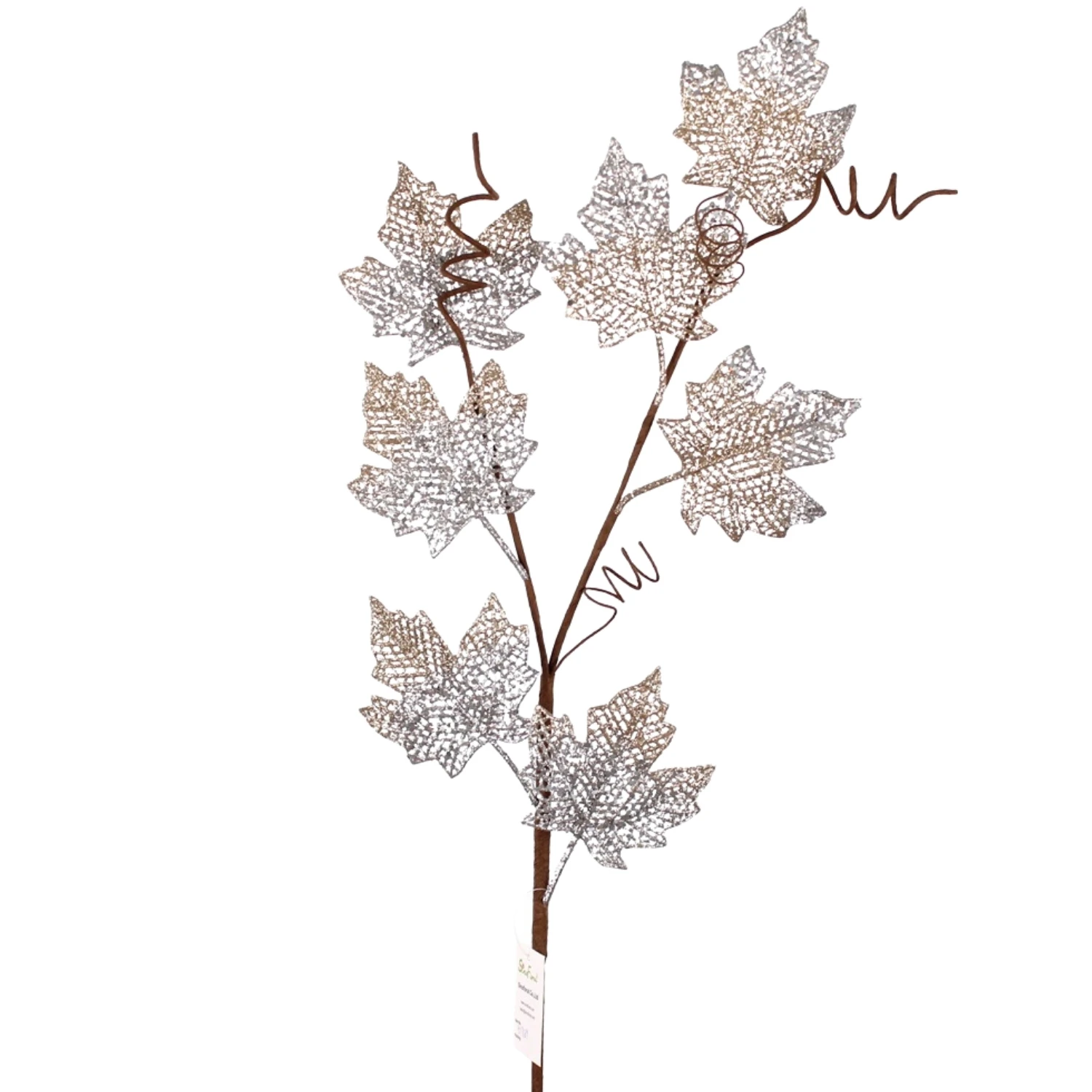 Artificial Champagne Glitter Maple Leaf Christmas Picks and Sprays