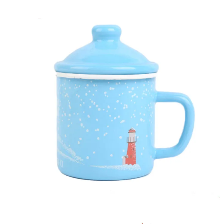 Factory Price Roll Rim Printing Custom 12oz Enamel Mug