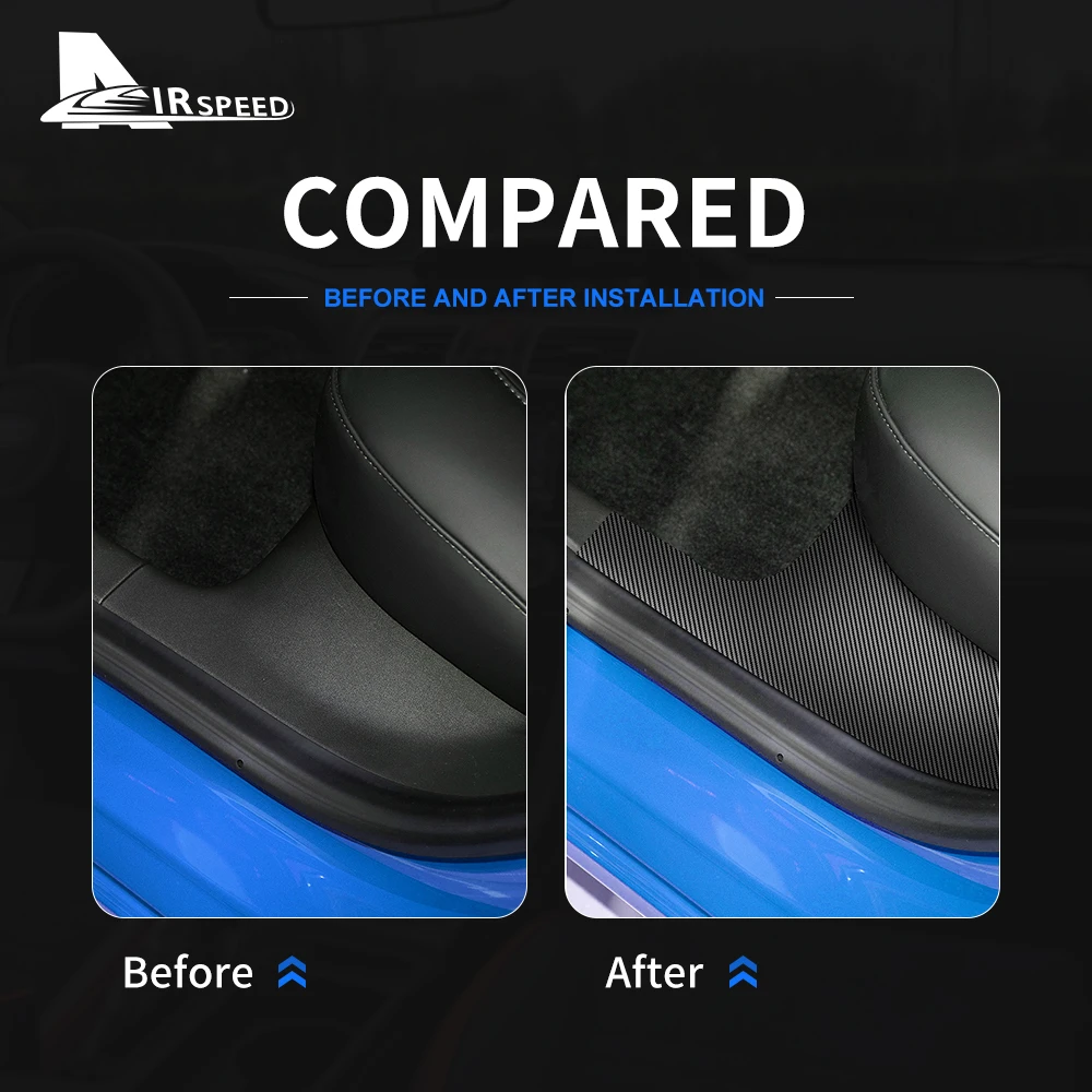 Carbon fiber sill strip for Tesla Model 3, door sill accessories, protective stickers, decoration, car styling, 2017-2022