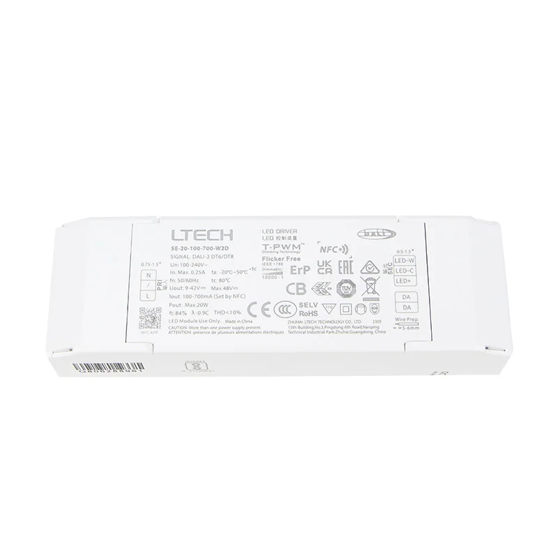 LTECH SE-20-100-700-W2D CC DALI-2 DT6/DT8 40W 300-1050mA LED driver