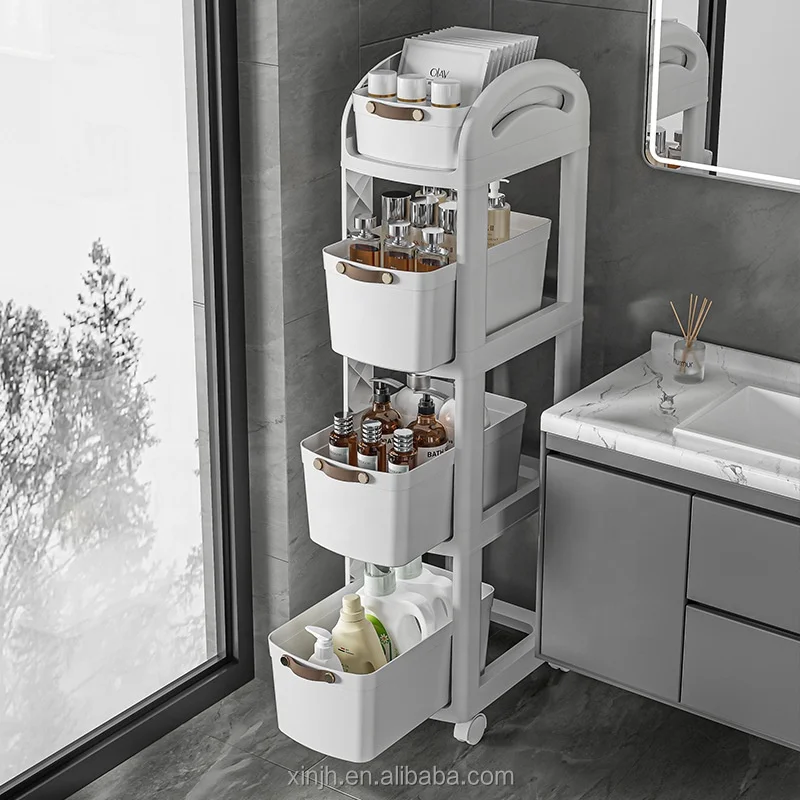 Undertable Storage Rack Kitchen Storage Cabinet Movable Small Cart Simple Wheeled Snack Storage