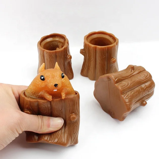 Cross-Border New Product Evil Squirrel Squeeze Toy Pen Holder Squirrel Cup Stress Relief Sensory Fidget Toys