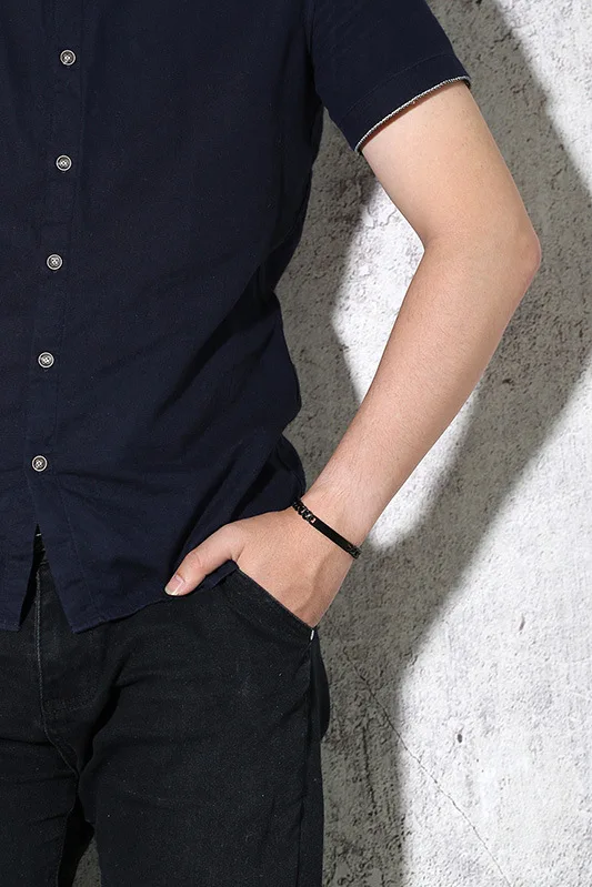 Wholesale Classic ID Name Custom Engraved Plan Bar Stainless Steel Couple Bracelets