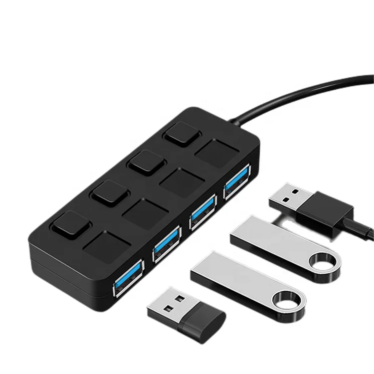 Wholesale Price Black 3.0 Usb Hub 4 Ports with Independent key