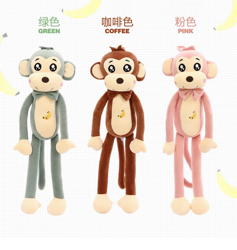 Customized Cute Monkey Stuffed Animal Large Pink Soft Monkey Plush Toy With Long Leg And Arms