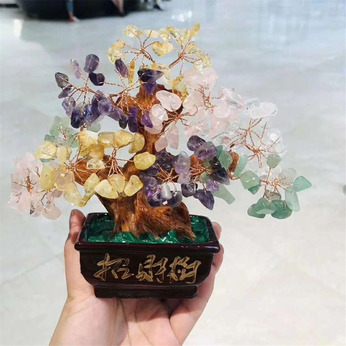Hot Sale Natural Quartz Stone Money Tree Lucky Crystal Stone Home Furnishing christmas tree quartz