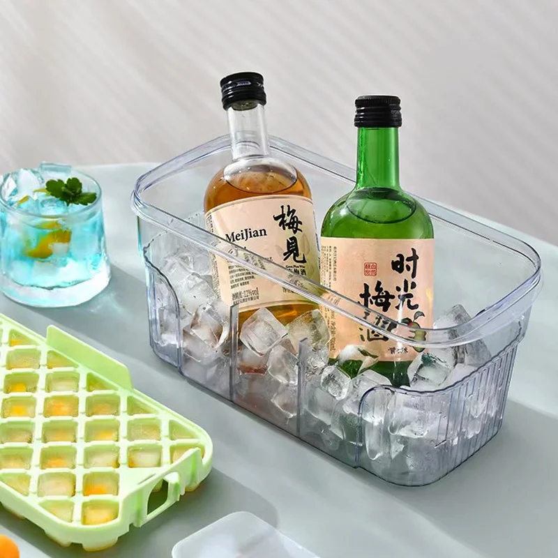 Household Kitchen Refrigerator Square Whiskey ice Maker Storage With Lid Silicone Mold Box  Molde Ice Cube Tray