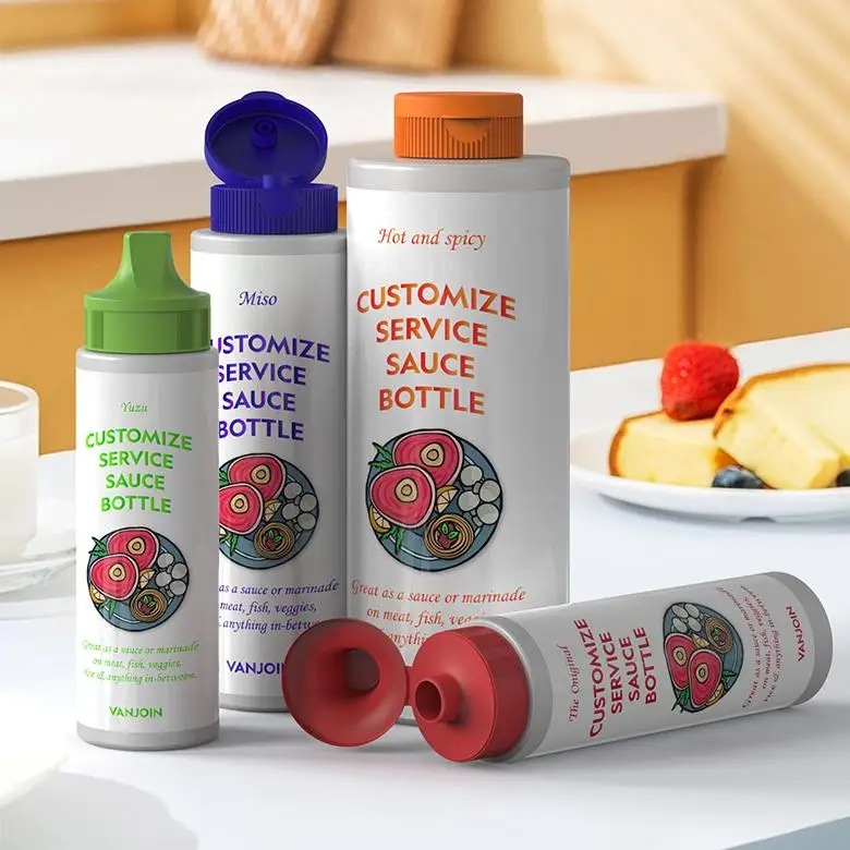 Transparent Pet Plastic Sauce Bottle Recyclable 250ml 500ml PE Squeeze Soy Sauce BBQ Sauce Bottle