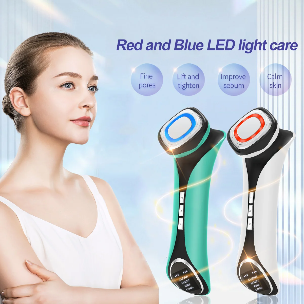 RTS 2022 New Beauty Product Face Deep Clean Hot Cold Massager Ultrasonic High Vibrate Hot Cold Massage LED Skin Care Tools