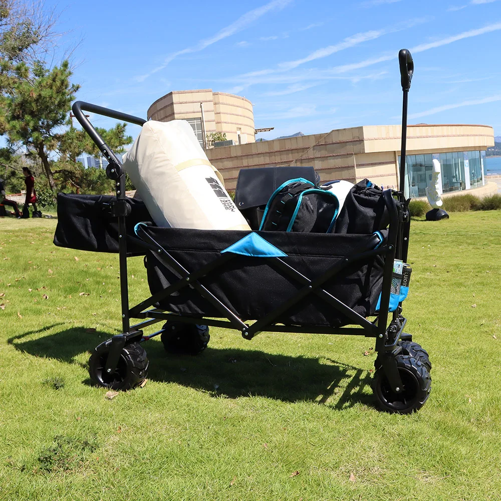Folding Wagon Double Decker Portable Lightweight Utility Cart Rolling Cart All Terrain Beach Wagon