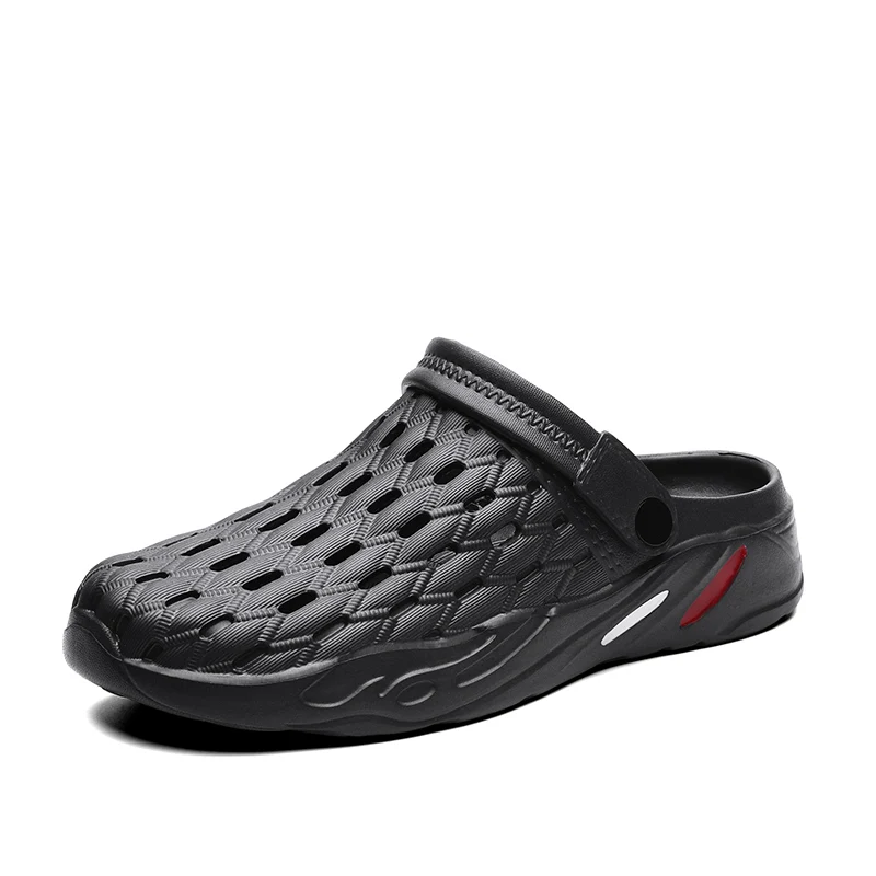 Custom OEM Outdoor Beach Summer Black Wholesale Flats Men Slippers