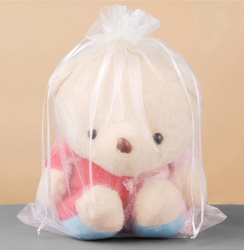 Wholesale 24 Colors Different Size Organza Bags Women Makeup Jewelry Gift Drawstring Organza Bag With Customized Logo