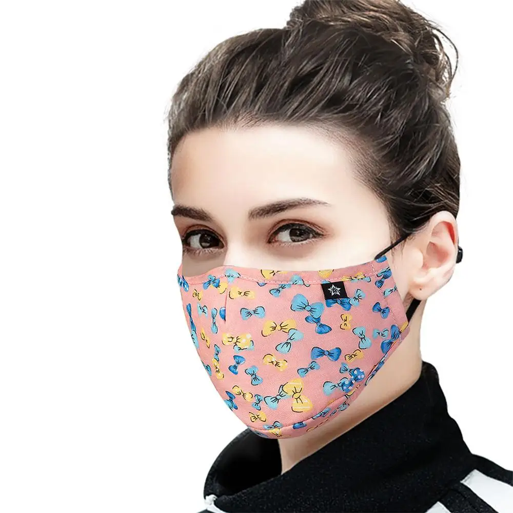 
 С модным принтом рта защитный лицевой щиток из хлопка из 3 слоев, многоразовый уход за кожей лица щит  