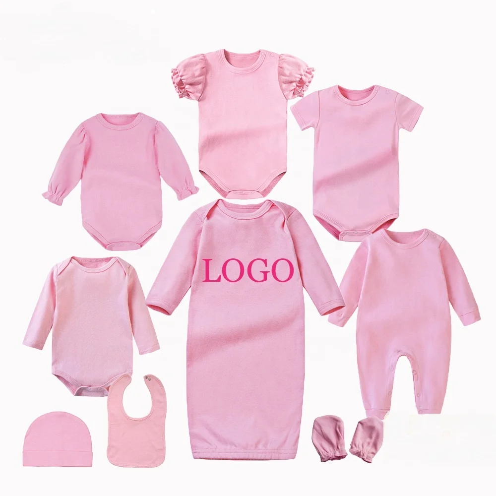 Custom 100% Combed Cotton baby girl clothes 0-3 months puff sleeve baby knitted ropa bebe romper carters jumpsuit