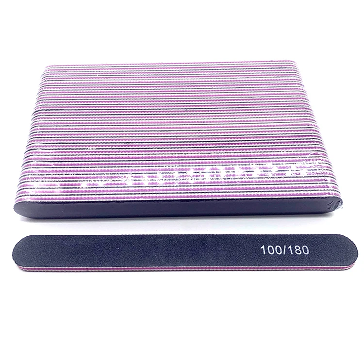 Nails tools straight shape black custom logo 80/80 grit nail files professional