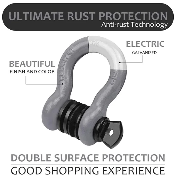 4.75T Alloy Steel Hitch Receiver  3/4 Drop Forged Tow Shackle Galvanized US Type Bow Shackles for Industrial Use