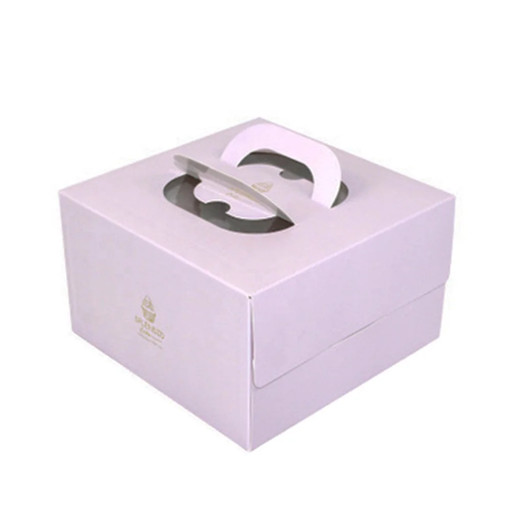 Custom Logo Beautiful Printing Paper Boxes For Cakes Cookie Cupcake bread Packaging Open window with handle