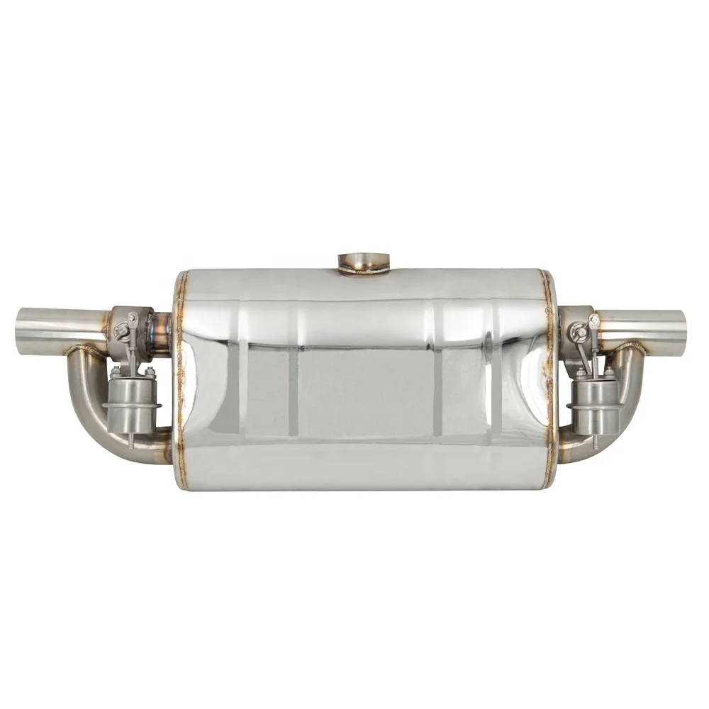 76MM/63MM Middle in and double out Exhaust and valves modification four outlet muffler Universal valve drum Dual valves T drum