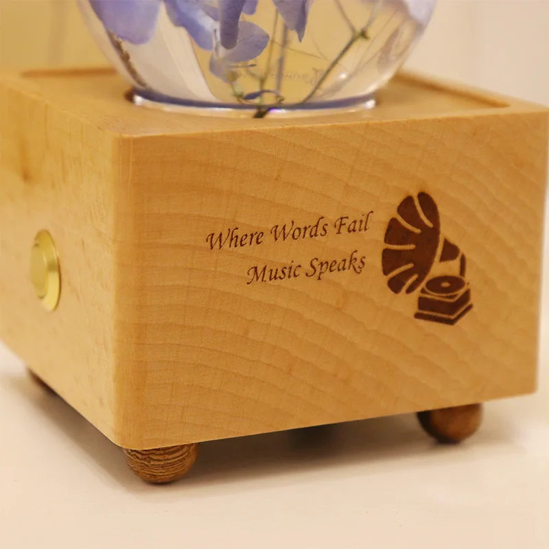 2023 New Year Romantic personalized Real Flower LED Crystal Ball Music Speaker Valentines day delivery Gifts For her a Girl