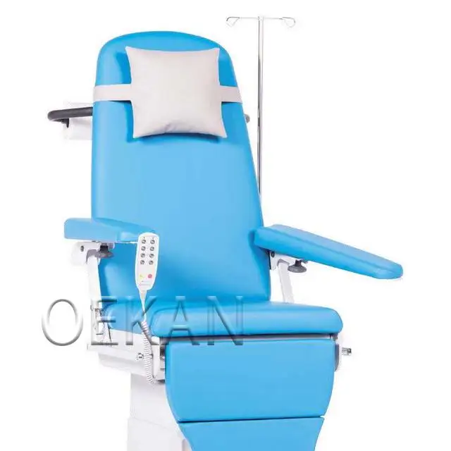 High Quality Hospital Furniture Adjustable Electric Infusion Recliner Chair with IV Pole Medical Dialysis Chair