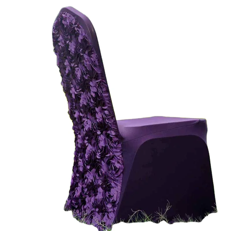 Wholesale Universal Chair Cover With Flower Custom Color Custom Size  Universal Banquet Elastic Stretch  Covers For Events