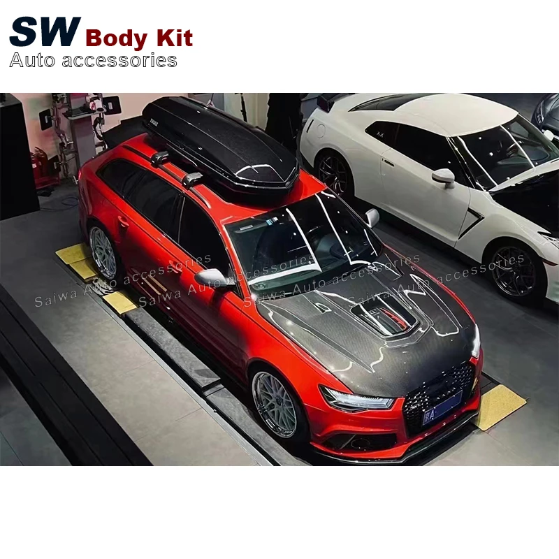 Кованый прозрачный колпак из углеродного волокна для Audi A6 S6 RS6 2012-2018 комплект модернизации двигателя крышка клапана капота