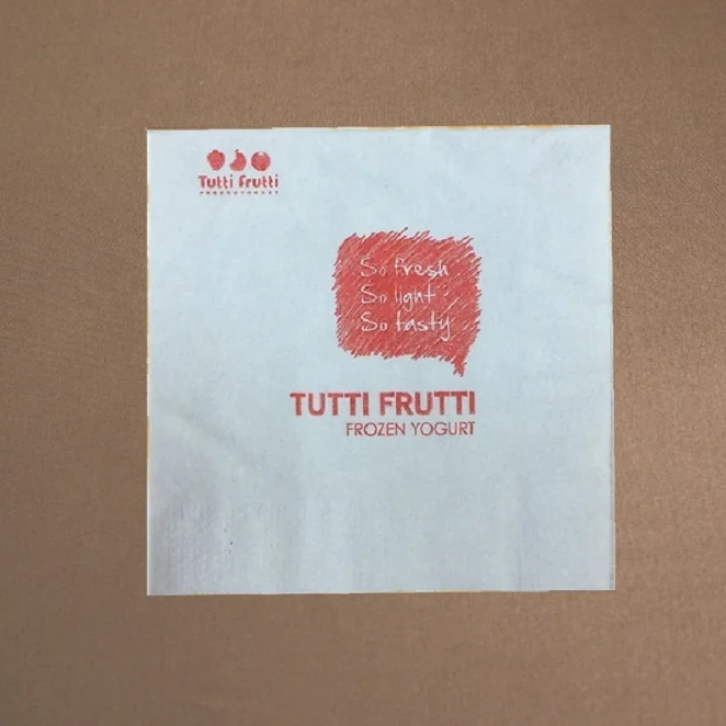 Custom Logo Disposable Virgin Pulp 2 Ply 1/4 Fold Bar Napkin Paper Napkin Tissue Printed