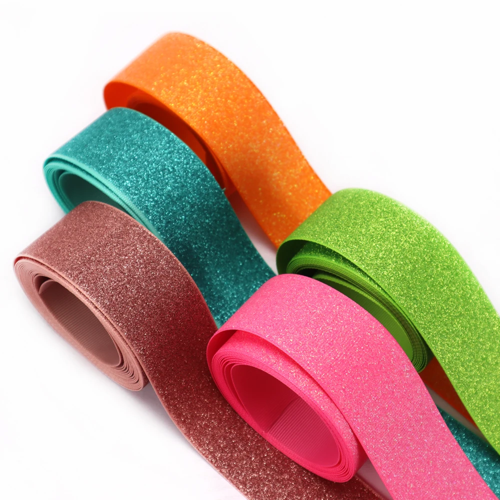 
hot sale 38mm colorful glitter grosgrain ribbon 