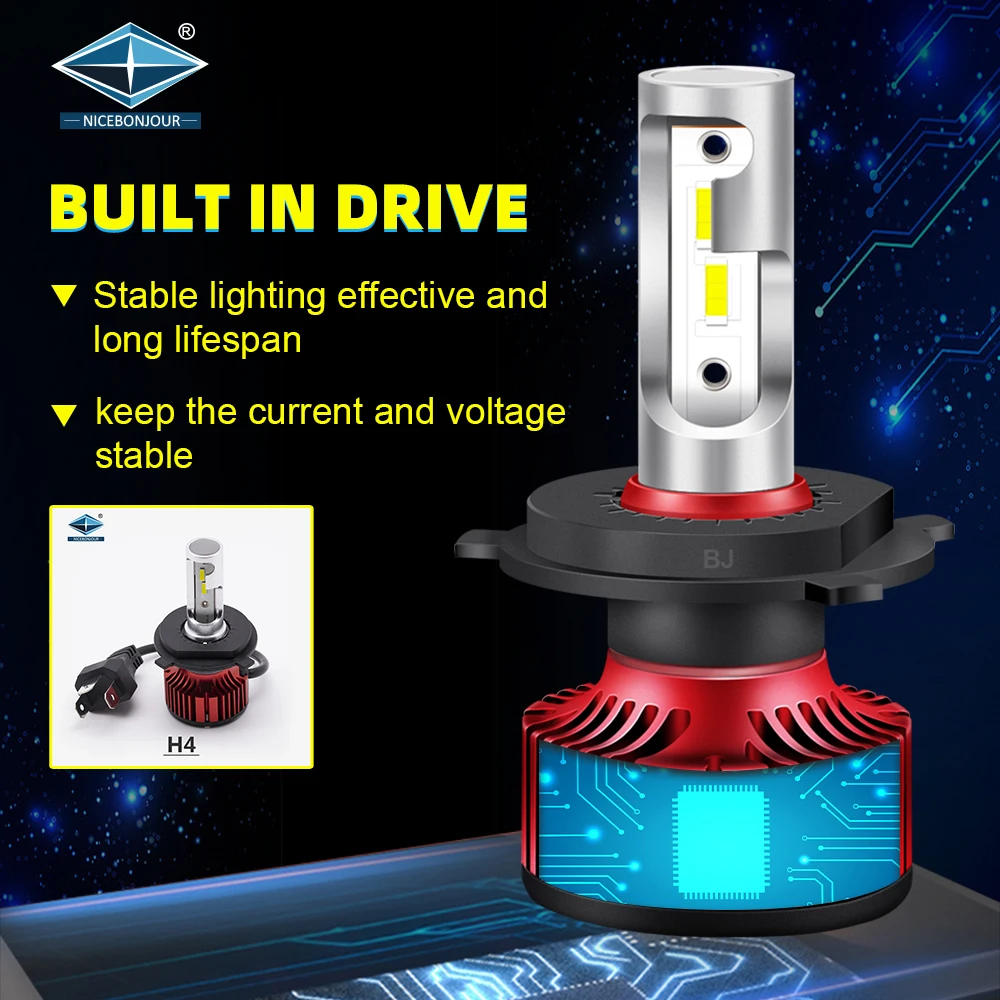 Super Bright Mini 10000Lm 55W 1860 Led 12V 24V 9005 9006 Led Head Light Auto High Low H11 H7 H4 Car Led Headlight H4