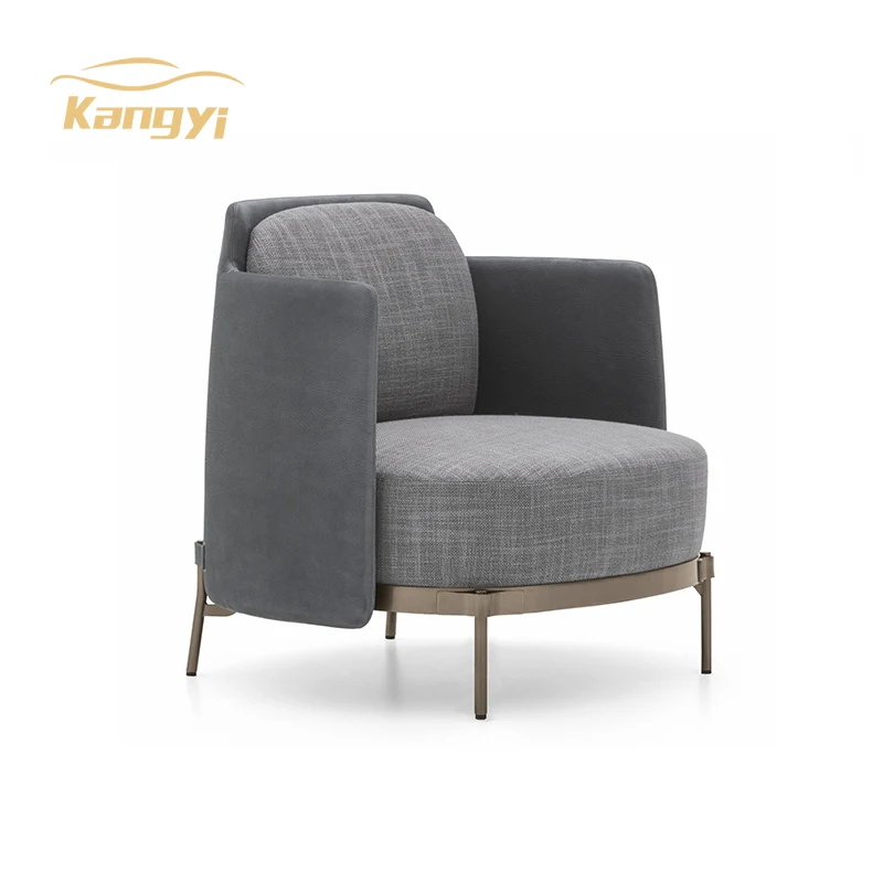 Nordic modern relaxed stainless steel Italy style living room tape leisure accent lounge single sofa