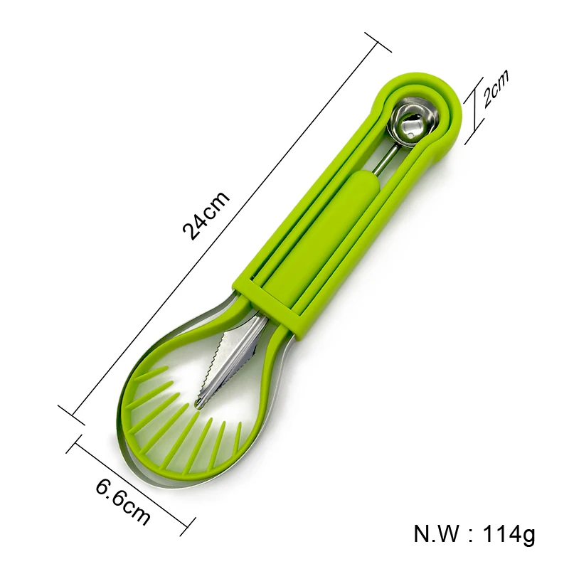 3in1 Stainless Steel Seed Remover Carving Knife Melon Baller Scoop Set For Fruit DIY