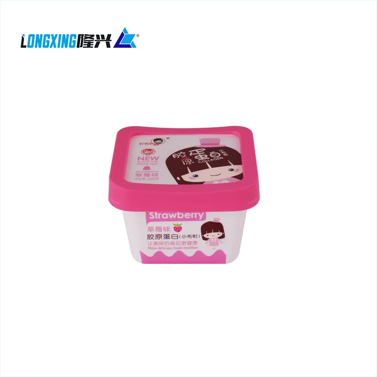Manufacturer eco friendly square 100g IML disposable pp plastic ice cream tub ice cream cup custom ice cream plastic containers