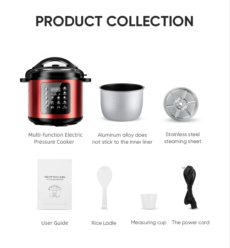 High Quality Commercial Or Household pressure cooker with a aluminium inner pot 6l electric pressure cooker