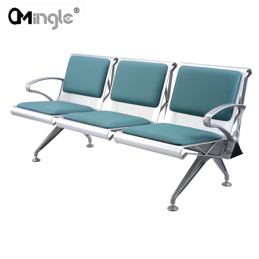 Hospital Airport Supermarket Waiting Chair 3 Seat Public Area Furniture Metal Airport Chair With Table