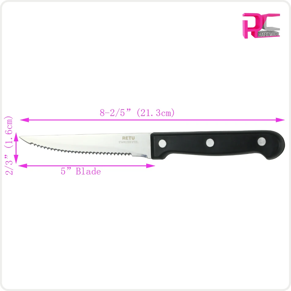 Promotional 5 Inch Plastic Handle Steak Knife with Coarse Teeth