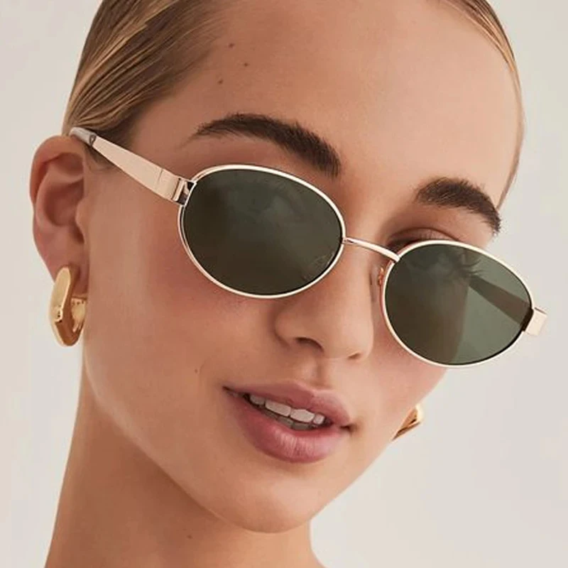 Oval Punk Sunglasses Women 2024 New Luxury Brand Metal Frame Sun Glasses For Men Classic Vintage Steampunk Eyewear Shades UV400