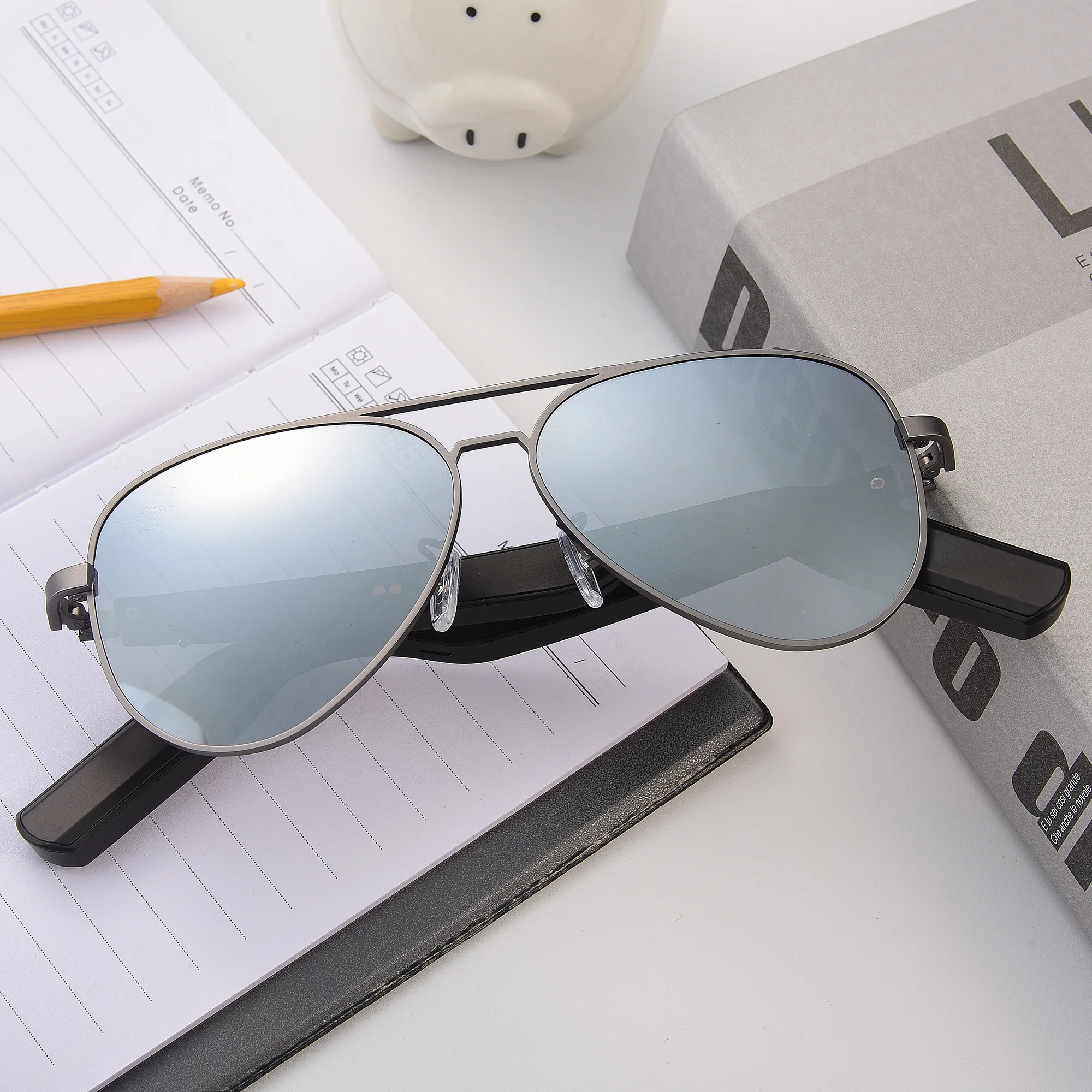 Wireless Headset Sunglasses Bluetooth Outdoor Fishing Driving Trendy Vintage Mp3 Player Rectangular Glasses Bluetooth