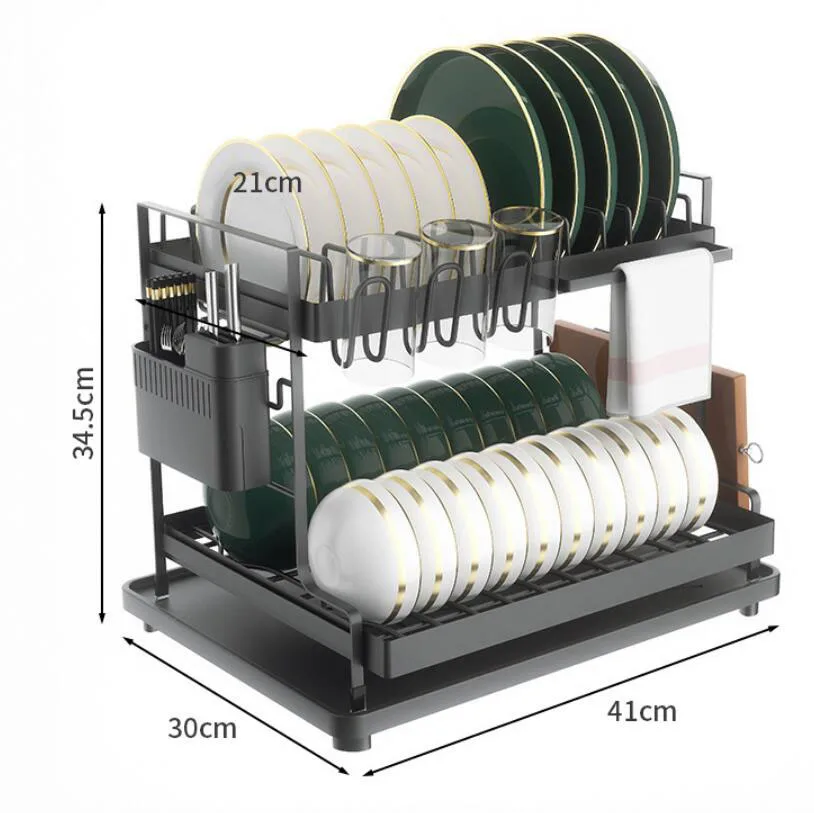 Kitchen Countertop Drain Dish Rack Multi-functional Home Place Dishes and Cutlery Cutting Board Storage Rack