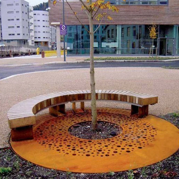 Garden Metal Tree Grilles Outdoor Rust Tree Guard Corten Steel Tree Grate